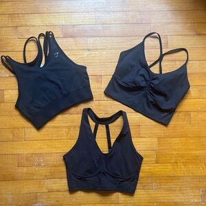 Gymshark Black Seamless & Strappy Sports Bra Trio